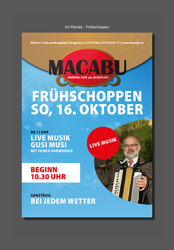 A3-Plakate für Macabu - Frühschoppen