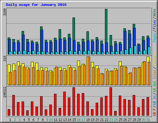 Daily usage for January 2016
