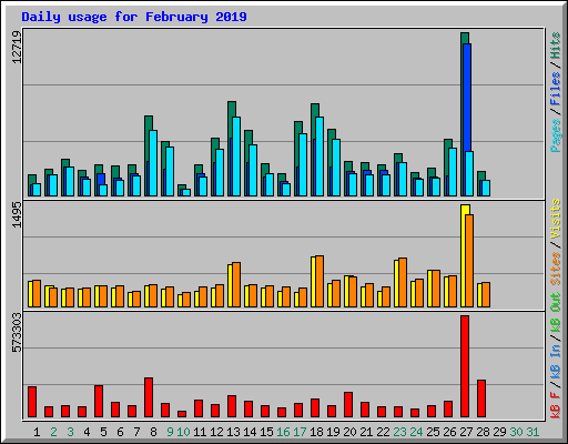 Daily usage for February 2019