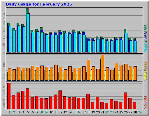 Daily usage for February 2025