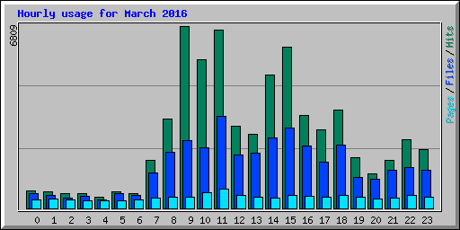 Hourly usage for March 2016
