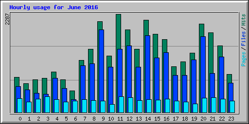 Hourly usage for June 2016