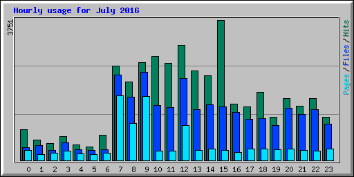 Hourly usage for July 2016