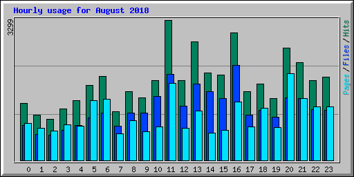 Hourly usage for August 2018